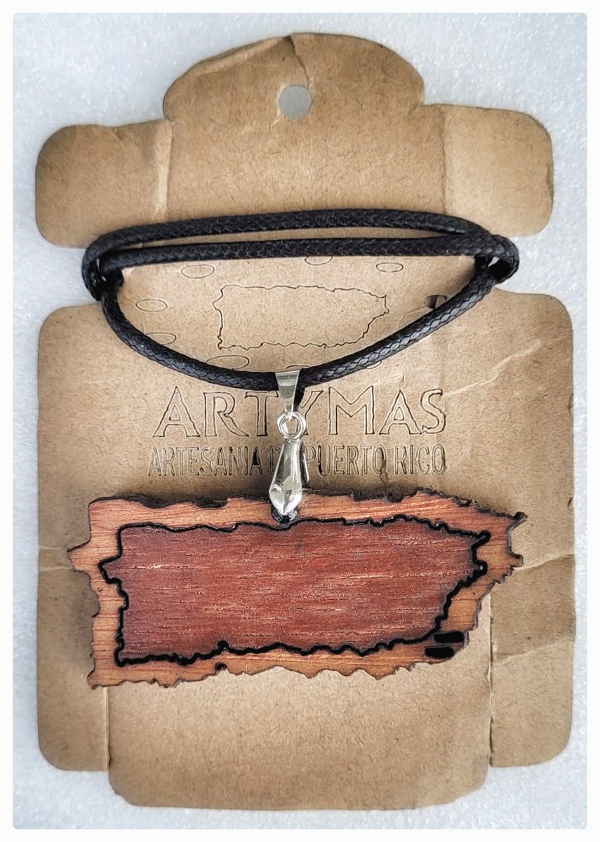 Collar Mapa PR Madera