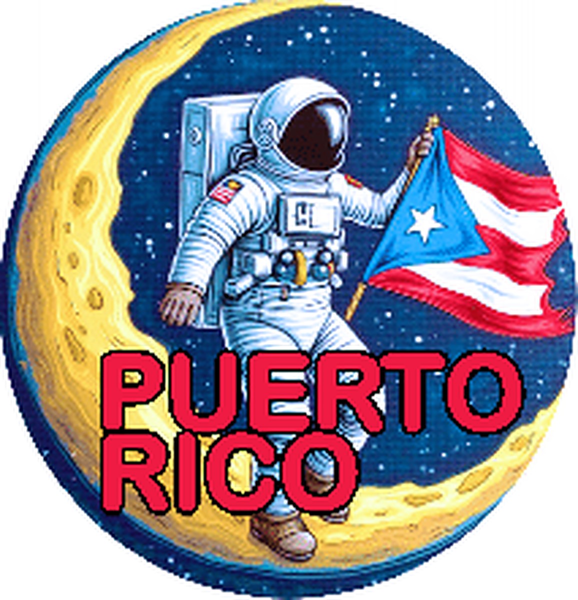 Sticker Astronauta Luna Bandera Roja