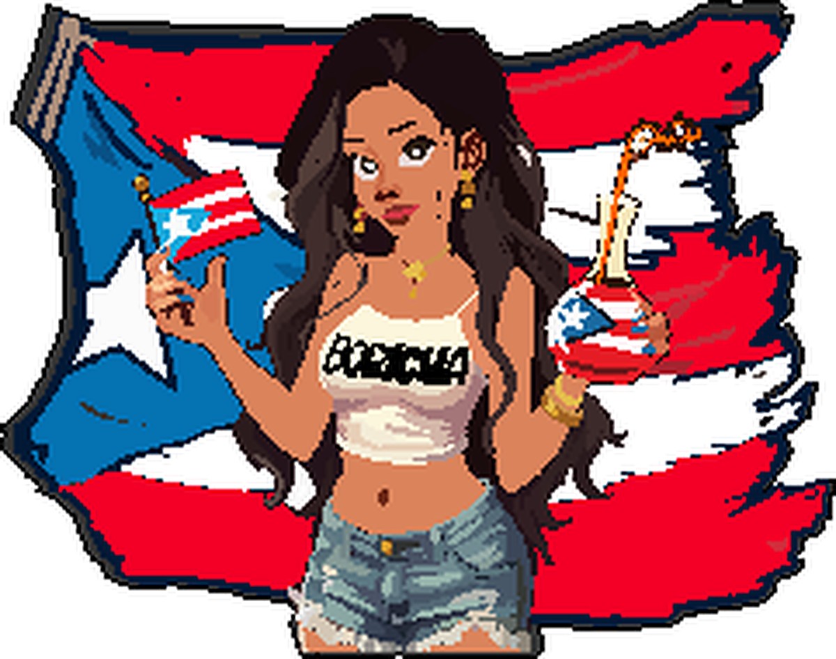 Sticker Boricua Flag Girl