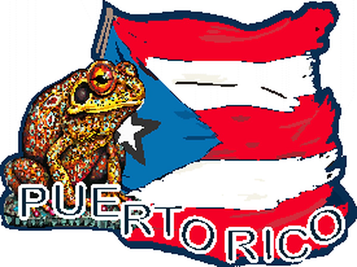 Sticker Coquí con Bandera Clásica