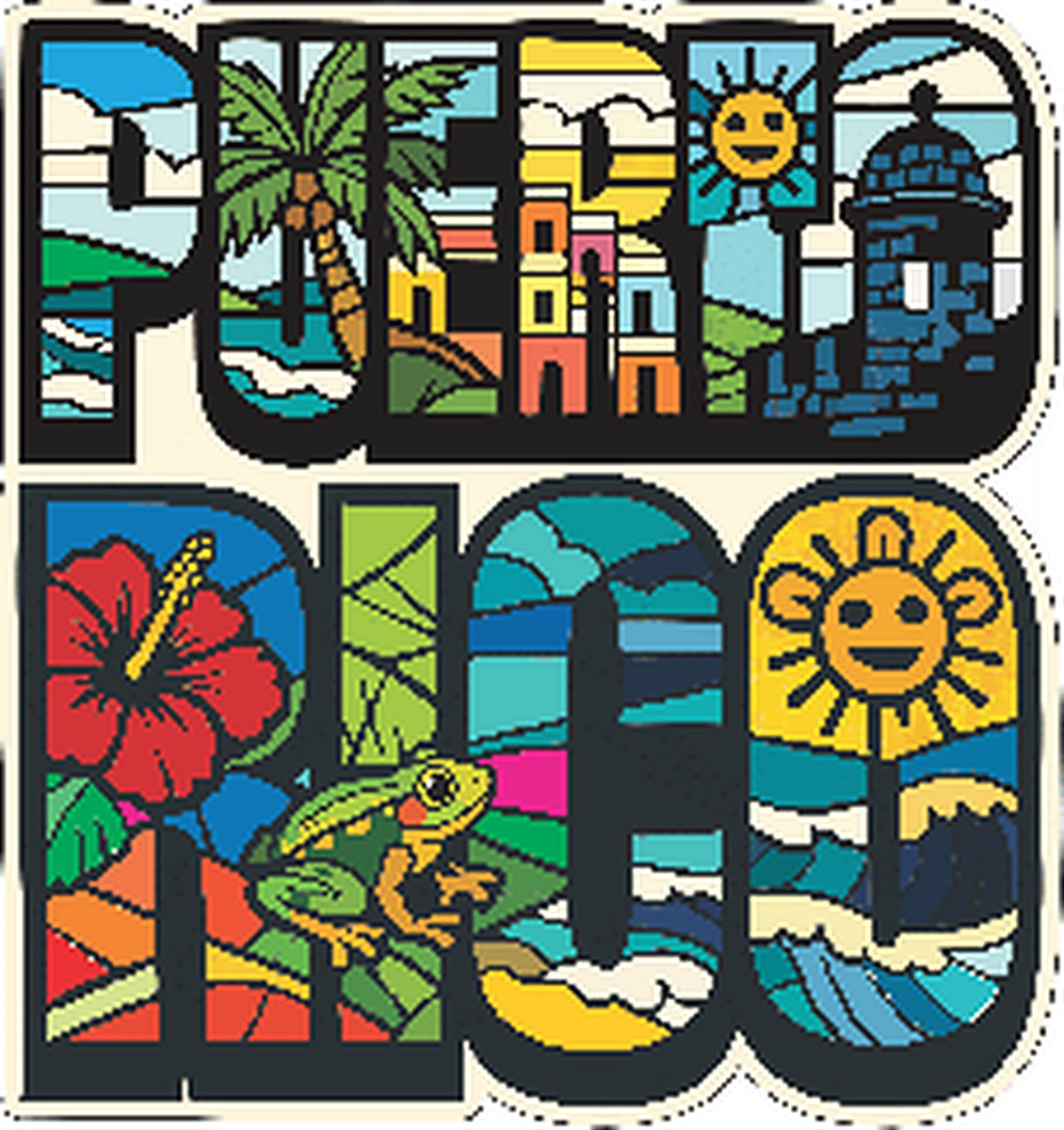 Sticker Puerto Rico Letras Coloridas