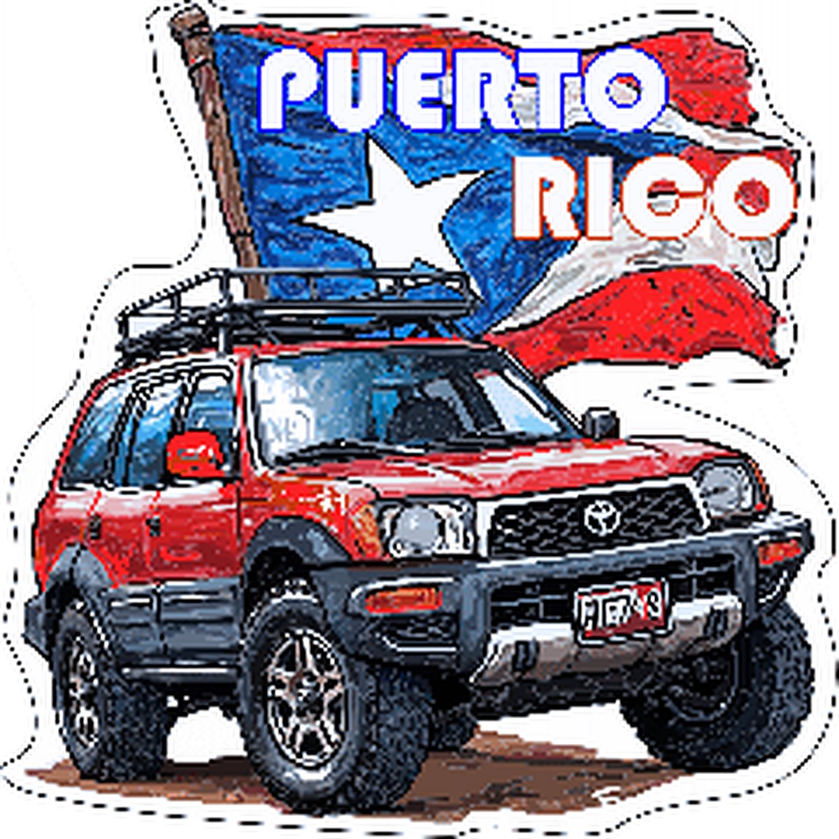Sticker Toyota Roja Bandera PR