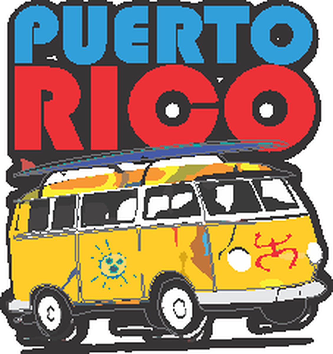 Sticker Van Amarilla Puerto Rico